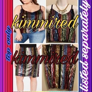 🆕I.N.C. Macy's Rainbow Sequin Camisole Tank ~ 2X